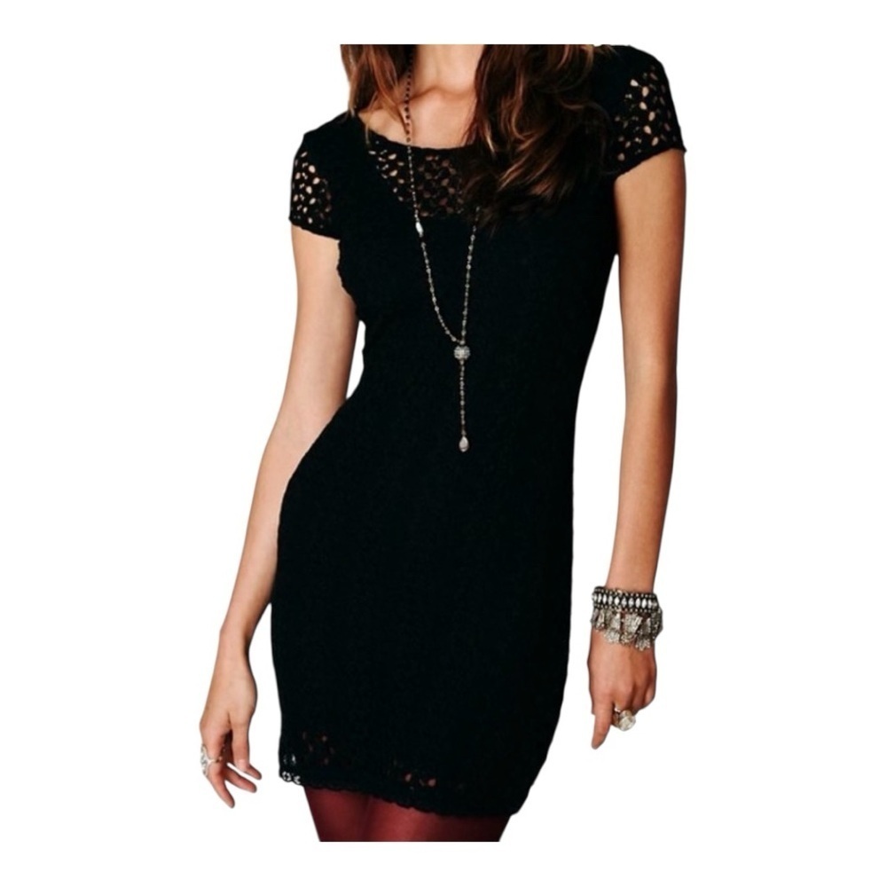 Free People Black Sheath Mini Dress